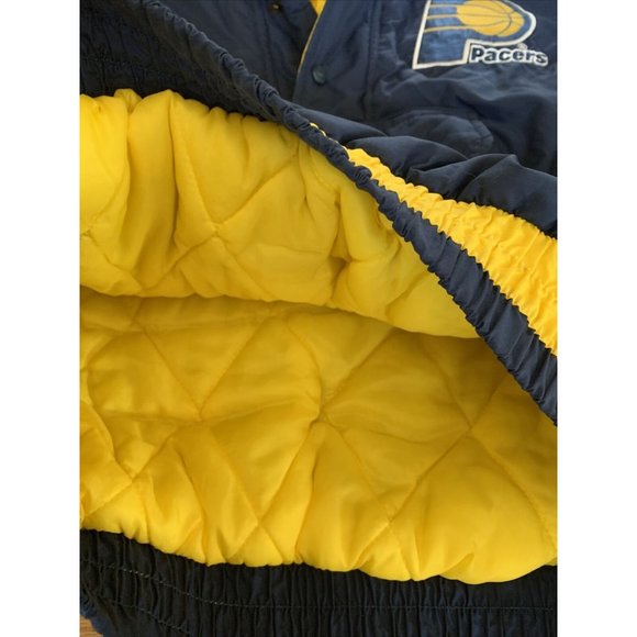 Vtg Pacers Chalk Line Pullover Quilted Jacket 3/4 Snap Button Adult Large - Picture 6 of 7